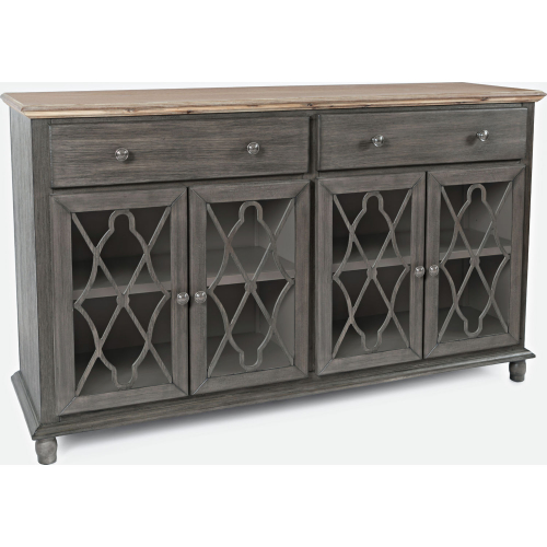 Aurora Hills 4 Door Accent Chest in Grey & Bisque Wood